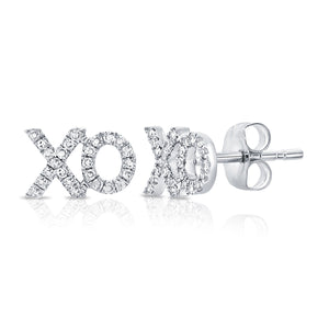 14K Gold & Diamond XO Stud Earrings