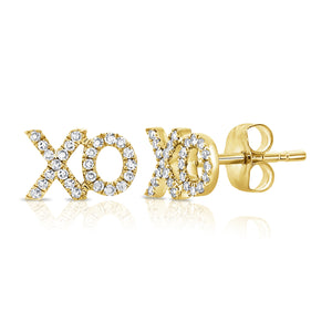 14K Gold & Diamond XO Stud Earrings
