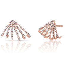 Load image into Gallery viewer, 14k Gold &amp; Diamond Cage Huggie Earrings