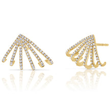 Load image into Gallery viewer, 14k Gold &amp; Diamond Cage Huggie Earrings