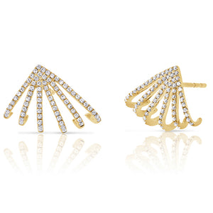 14k Gold & Diamond Cage Huggie Earrings