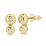 14K Gold Diamond Bezel Set Stud Earrings