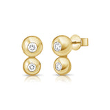 14K Gold Diamond Bezel Set Stud Earrings - 0.31 CT