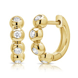 14K Gold Diamond Bezel Set Hoop Earrings