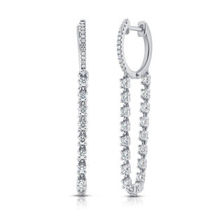 14K Gold Diamond Huggie Earring with Chain