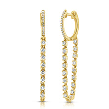 Load image into Gallery viewer, 14K Gold Diamond Huggie Earring with Chain
