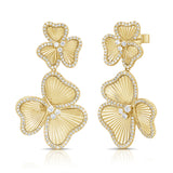 14K Gold Diamond Fluted Flower Earrings - 0.21 CT