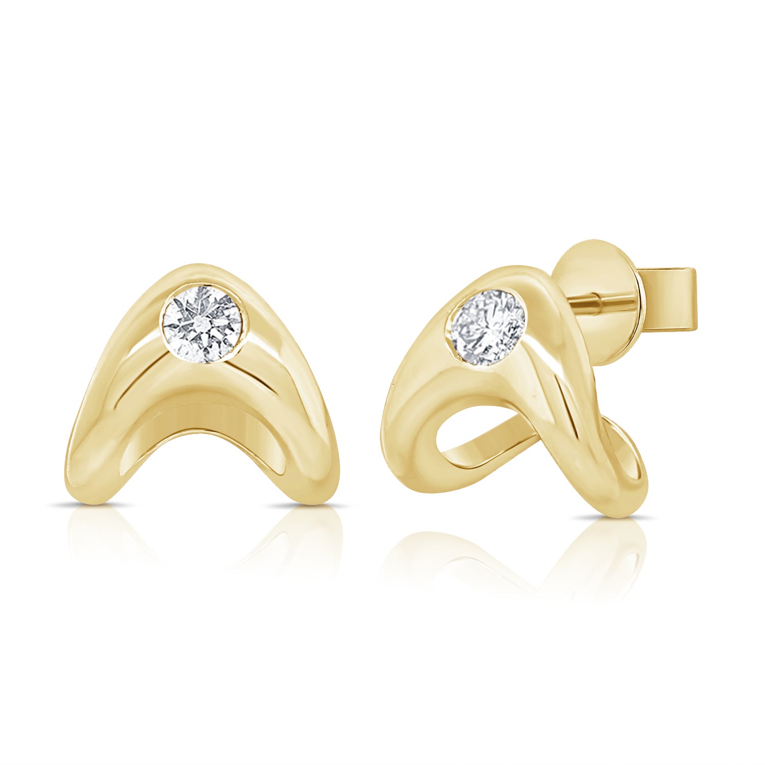 14K Gold Diamond Stud Earrings - 0.32 CT