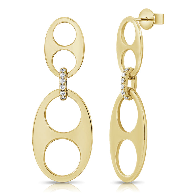 14k Gold & Diamond Link Dangle Earrings