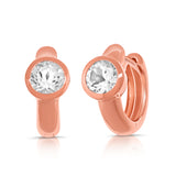 14K Gold White Topaz Huggie Earrings - 0.96 CT