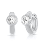 14K Gold White Topaz Huggie Earrings - 0.96 CT