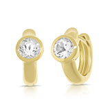 14K Gold White Topaz Huggie Earrings - 0.96 CT