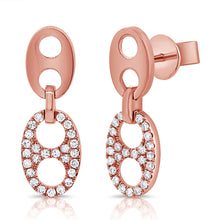 Load image into Gallery viewer, 14k Gold &amp; Diamond Link Dangle Earrings