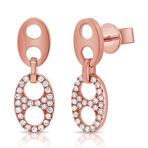 14k Gold & Diamond Link Dangle Earrings