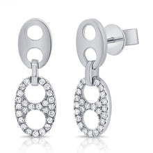 Load image into Gallery viewer, 14k Gold &amp; Diamond Link Dangle Earrings