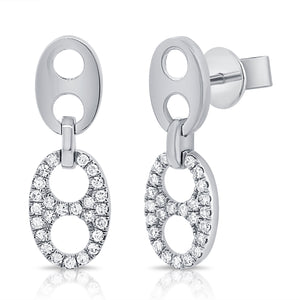 14k Gold & Diamond Link Dangle Earrings