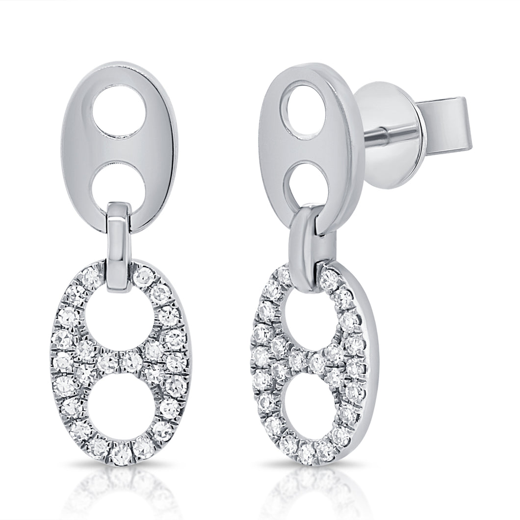 14k Gold & Diamond Link Dangle Earrings