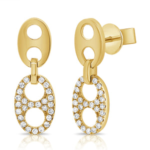 14k Gold & Diamond Link Dangle Earrings