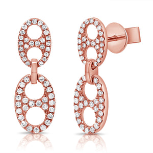 14K Gold & Diamond Link Dangle Earrings