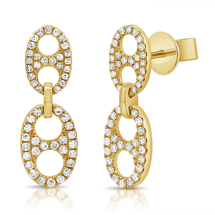14K Gold & Diamond Link Dangle Earrings