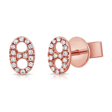 Load image into Gallery viewer, 14k Gold &amp; Diamond Link Stud Earrings