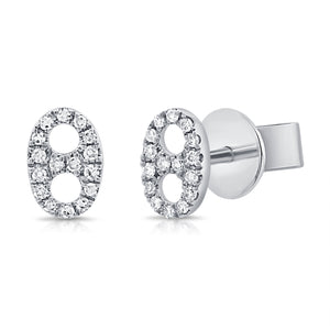 14k Gold & Diamond Link Stud Earrings