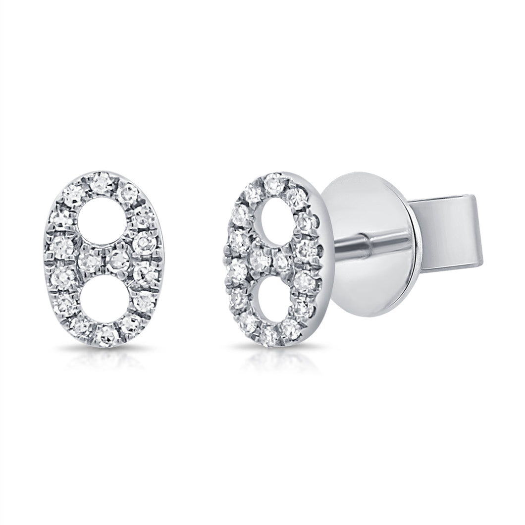 14k Gold & Diamond Link Stud Earrings
