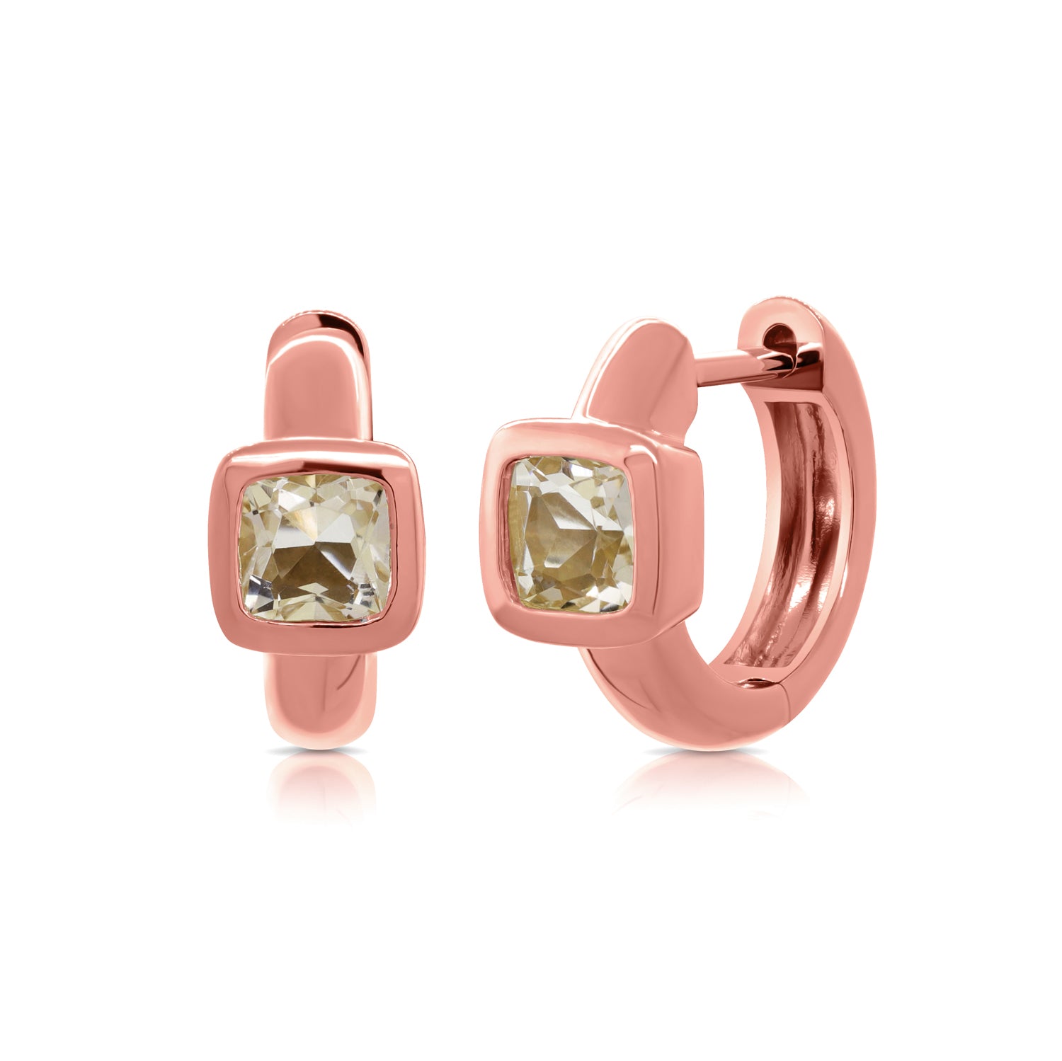 14K Gold White Topaz Huggie Earrings - 1.16 CT