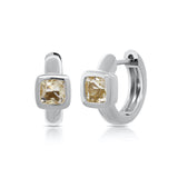 14K Gold White Topaz Huggie Earrings - 1.16 CT