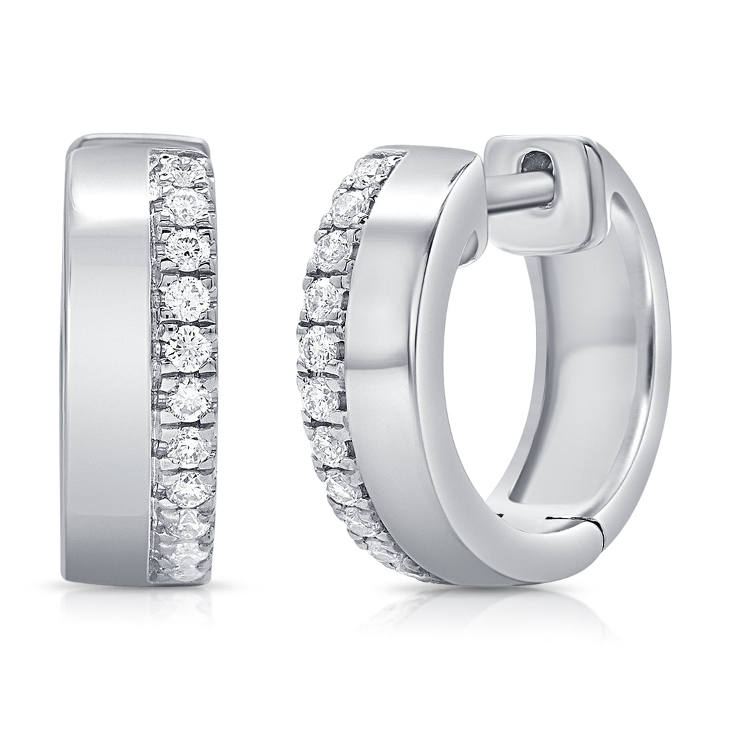 14k Gold & Diamond Huggie Earrings