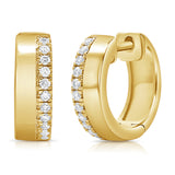 14k Gold & Diamond Huggie Earrings- 0.18 ct.