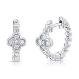 14K Gold Diamond Clover Huggie Earrings - 0.20 CT
