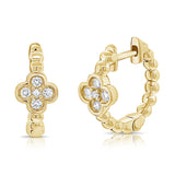 14K Gold Diamond Clover Huggie Earrings - 0.20 CT