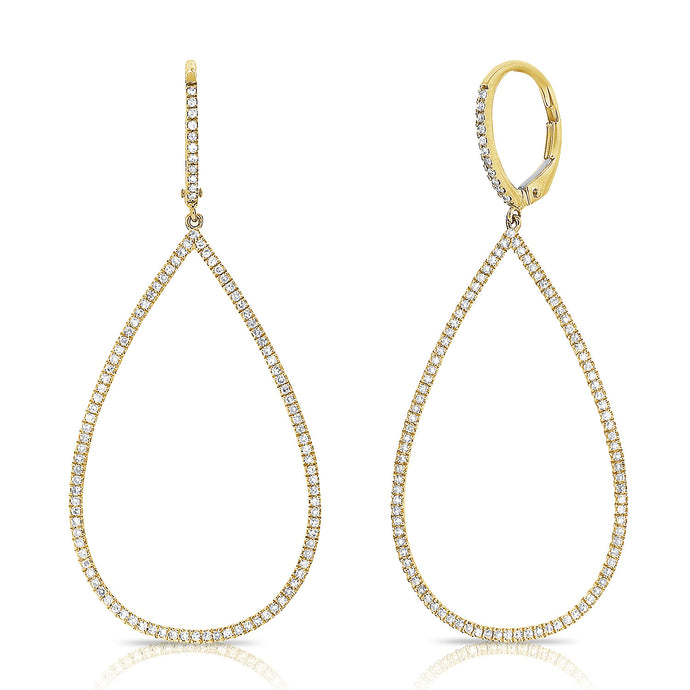 14k Gold & Diamond Pear-Shape Dangle Earrings