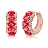 14K Gold Ruby & Diamond Hoop Earrings - 0.23 CT