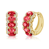 14K Gold Ruby & Diamond Hoop Earrings - 0.23 CT
