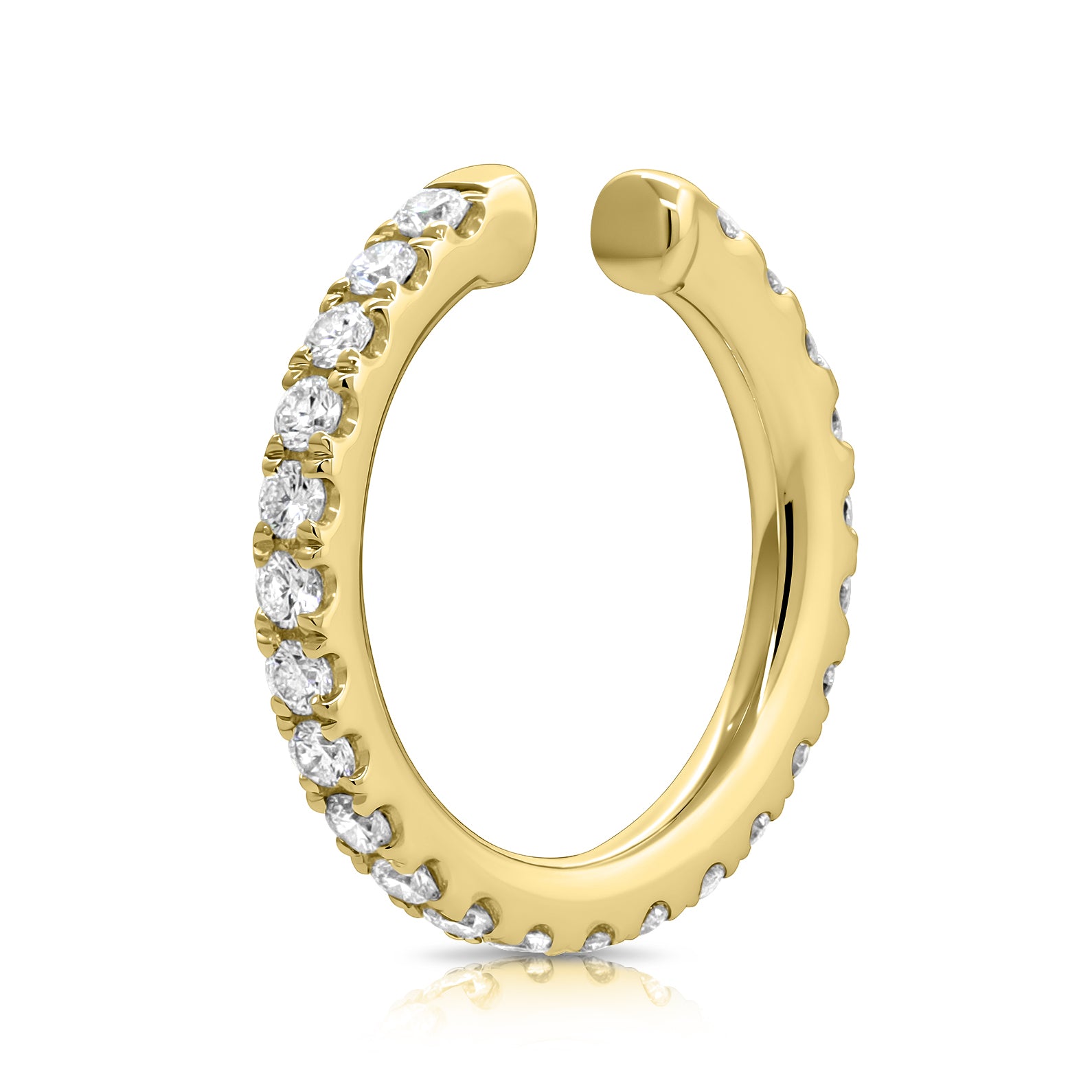 14K Gold Single Diamond Ear Cuff - 0.16 CT