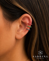 14K Gold Single Sapphire Ear Cuff - 0.20 CT