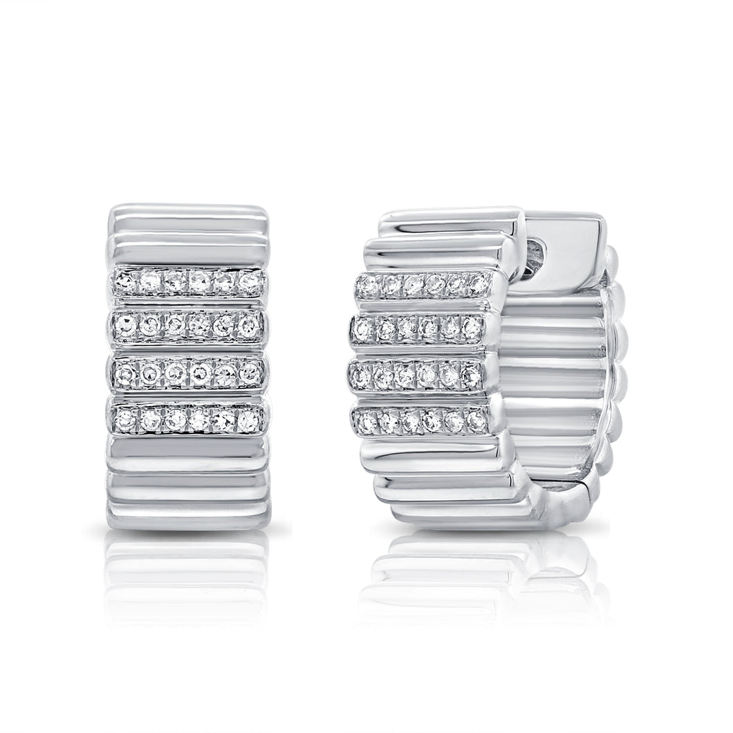 14K Gold & Diamond Huggie Earrings