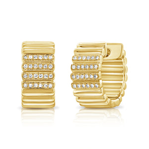 14K Gold & Diamond Huggie Earrings