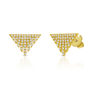 14K Gold Diamond Triangle Stud Earring