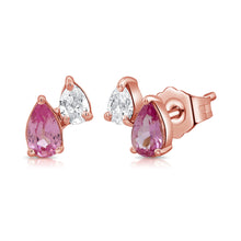 Load image into Gallery viewer, 14K Gold Pink Sapphire &amp; Diamond Stud Earrings