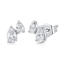 Load image into Gallery viewer, 14K Gold &amp; Diamond Two-Stone Pear-Shape Stud Earrings
