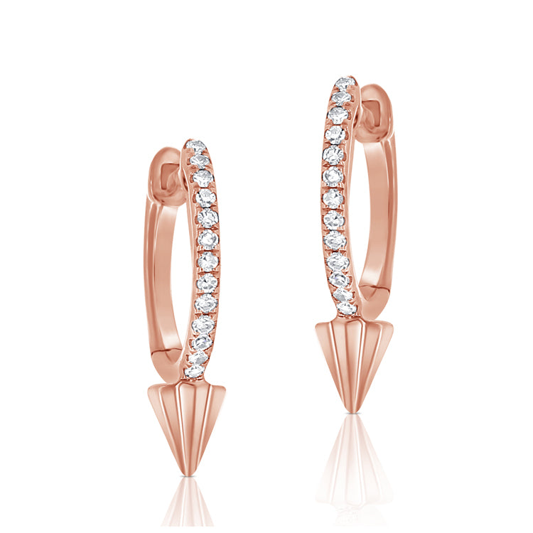 14K Gold & Diamond Huggie Earrings- 0.07 ct.