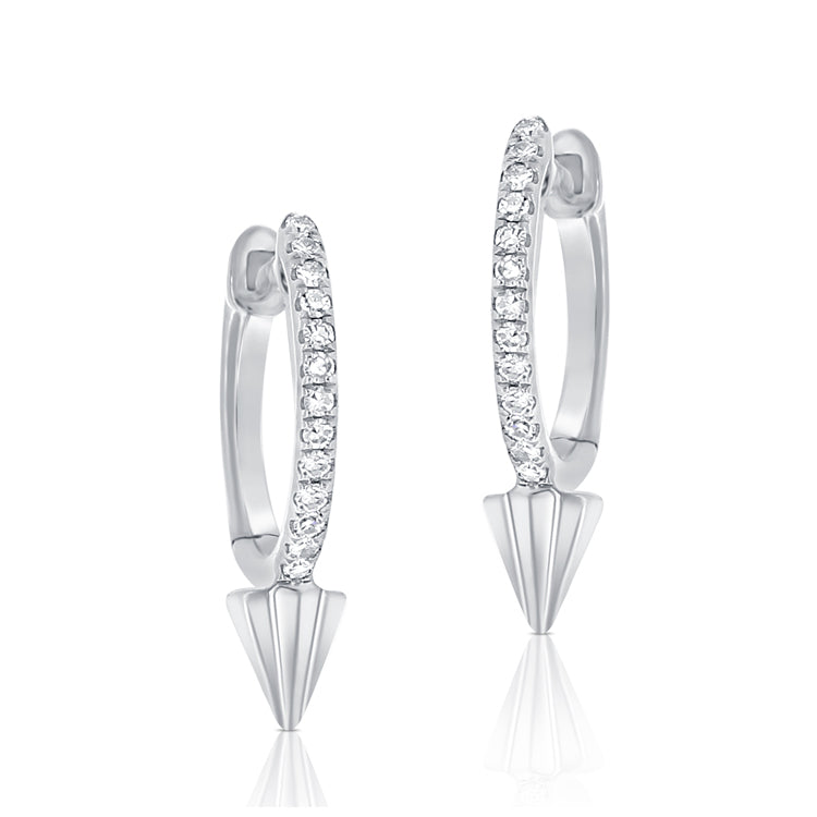 14K Gold & Diamond Huggie Earrings- 0.07 ct.