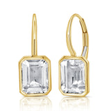 14K Gold White Topaz Dangle Earrings- 6.60 CT