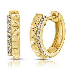 14K Gold Diamond Huggie Earring