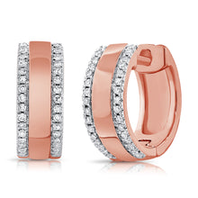 Load image into Gallery viewer, 14k Gold &amp; Diamond Huggie Earrings