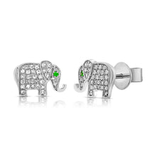 Load image into Gallery viewer, 14k Gold &amp; Diamond Elephant Stud Earrings