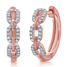 Load image into Gallery viewer, 14k Gold &amp; Diamond Link Huggie Earrings